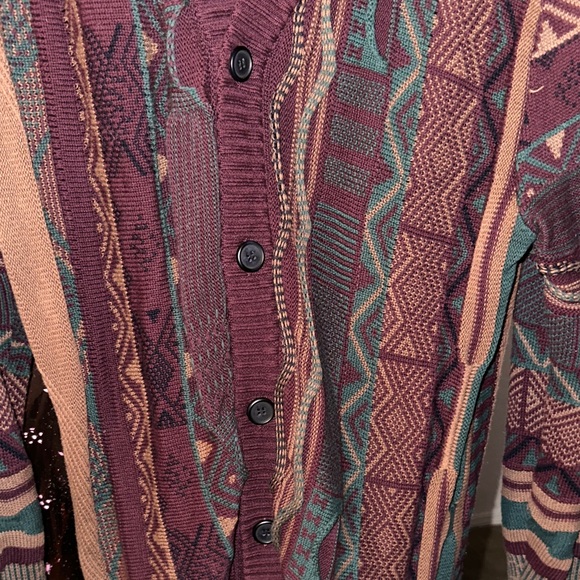 Cotton On Men's Burgundy and Teal Cardigan - Picture 3 of 3